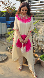 A Stunning Tie and Dye Hand Embroidered Georgette Outfit