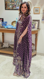 A Stunning Digital Print Satin Silk 3 Piece Outfit