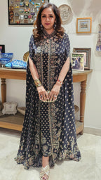 A Stunning Digital Print Satin Silk 3 Piece Outfit