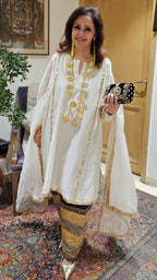 Ivory Chendari Silk Top with Embroidered Work Bottom