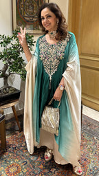 Satin Hand Embroidered Anti-Fit Top with Matching Pants