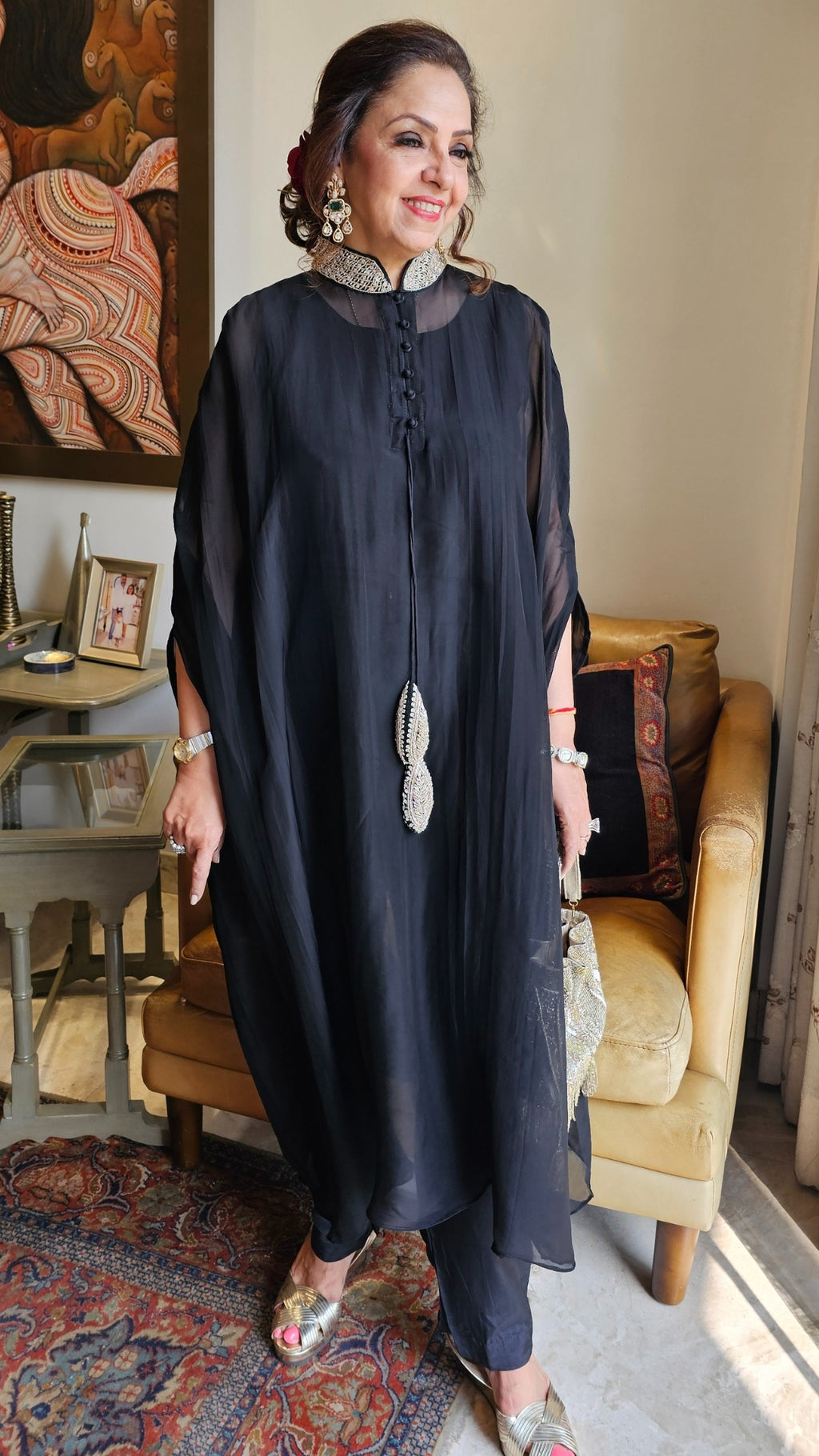 Beautiful Organza & Cotton silk Fusion Outfit with Cudana & Zardozi Handwork