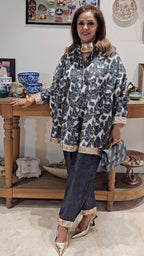 Dark Blue Denim Co-ord Set in Embroidered Denim