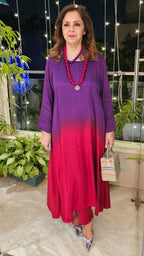 Gorgeous Semi Formal Satin Outfit With Ombre Dyed Comes With Necklace