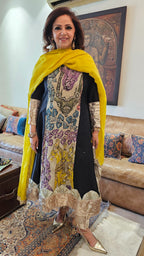Multicolour Chanderi Silk Kurta With Hand Painted Kalamkari, Embroidered and Gota Kinari Work