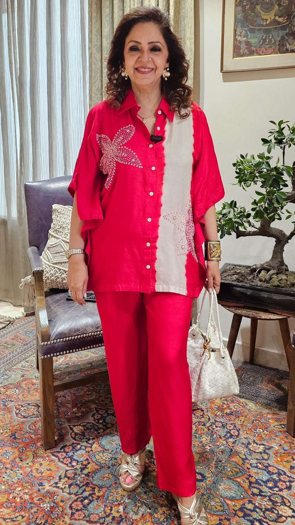 Beautiful Cotton Silk Blended Kaftan Style Co-ord Set