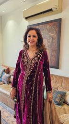 Gorgeous Plush Emerald Silk Velvet Top and Bottom with Hand Embroidery, Dabka work with Tissue Dupatta