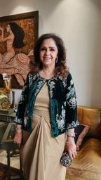 Beautiful Emerald Green 3 Piece Formal Outfit in Tissue Drape Skirt and Tissue Bustier With A Short Velvet Jacket Complete With Hand Embroidery