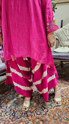 Asymmetric Kurta in Pure Mul Chanderi With Silk Tie and Dye Boho Pants