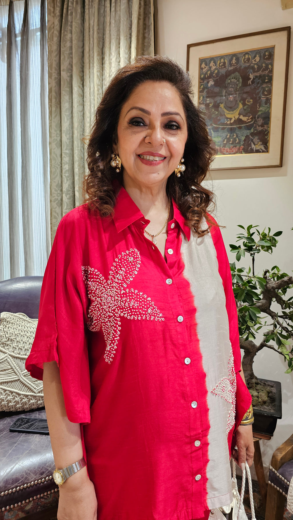 Beautiful Cotton Silk Blended Kaftan Style Co-ord Set