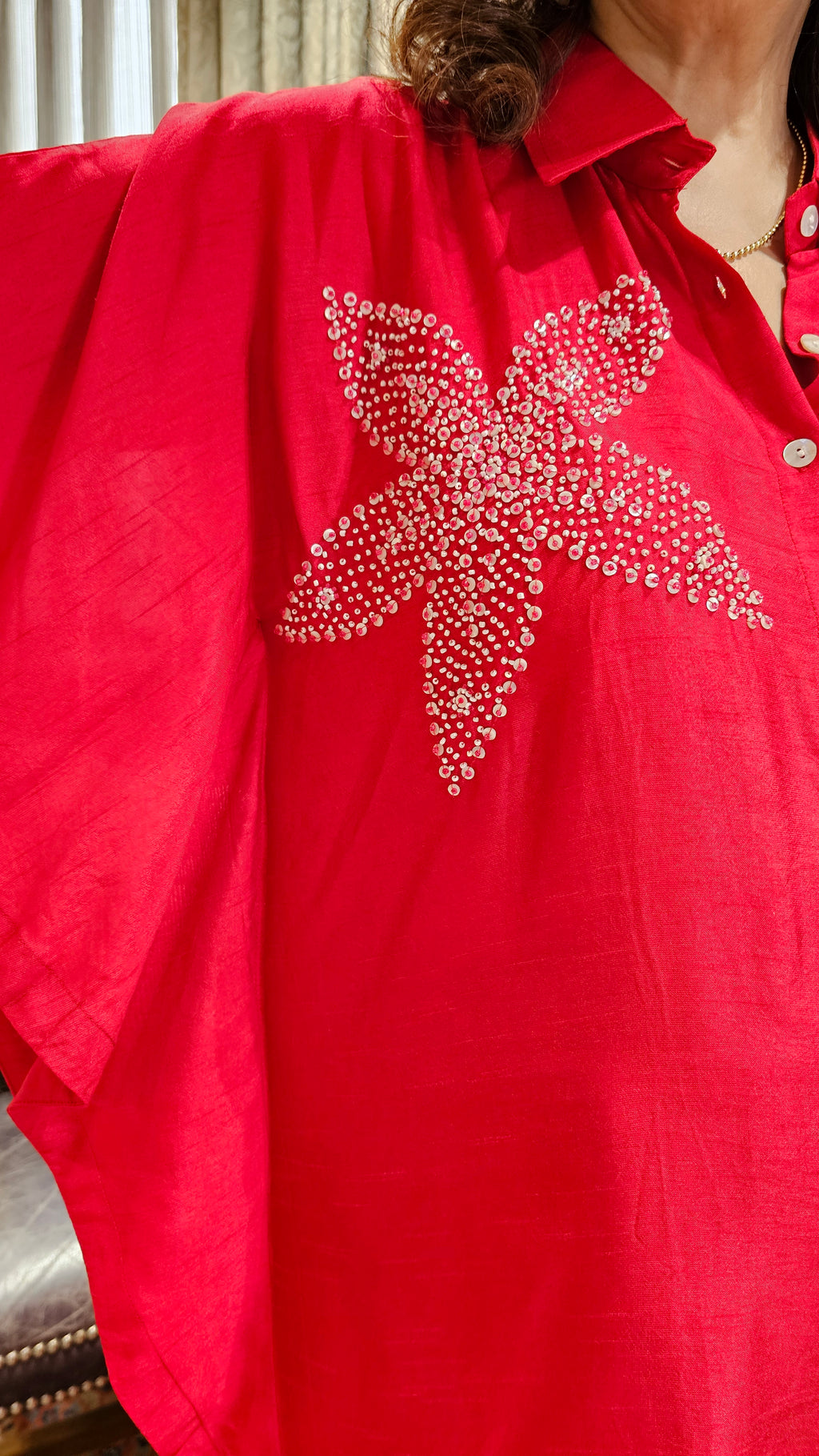 Beautiful Cotton Silk Blended Kaftan Style Co-ord Set