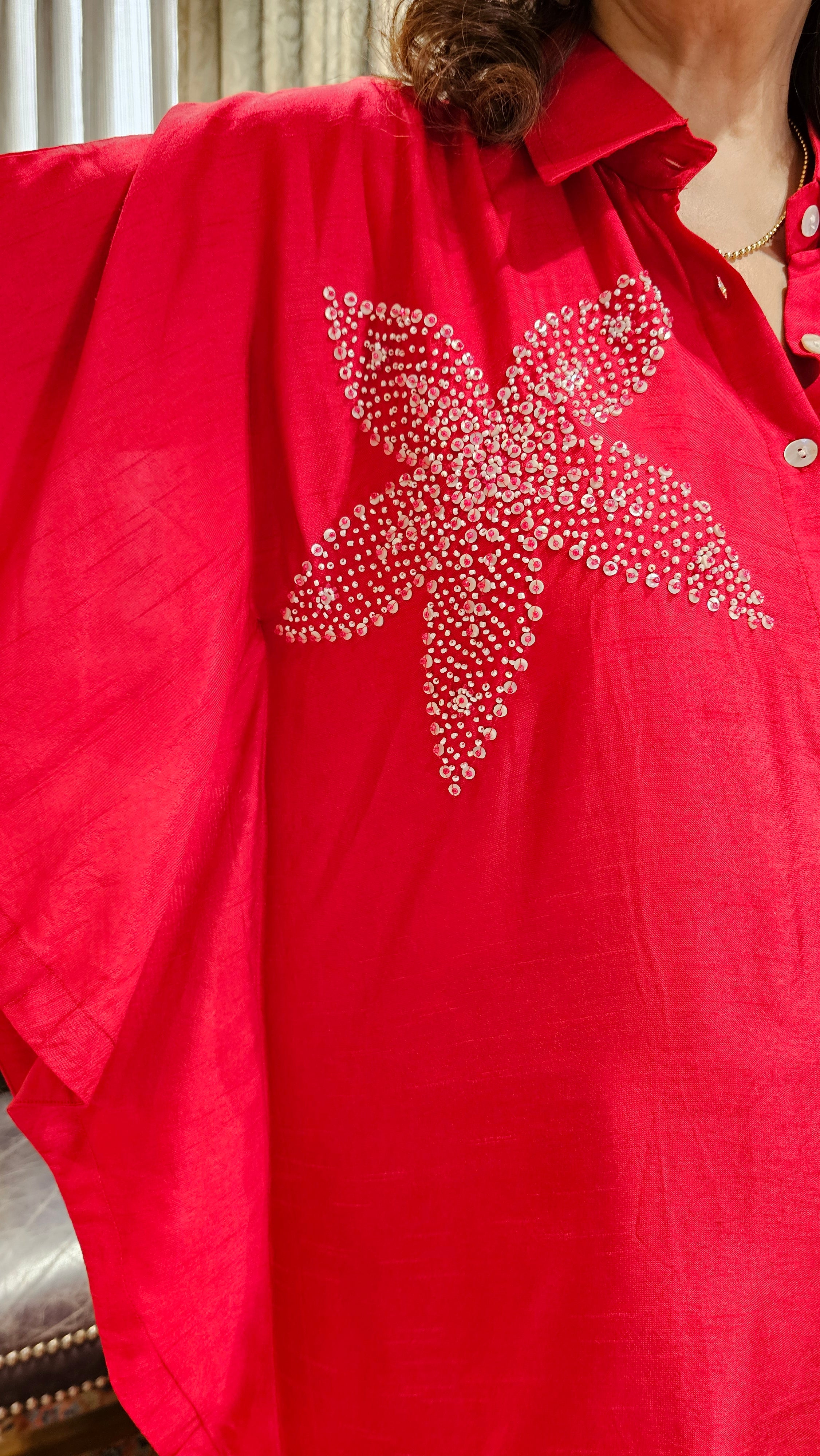 Beautiful Cotton Silk Blended Kaftan Style Co-ord Set