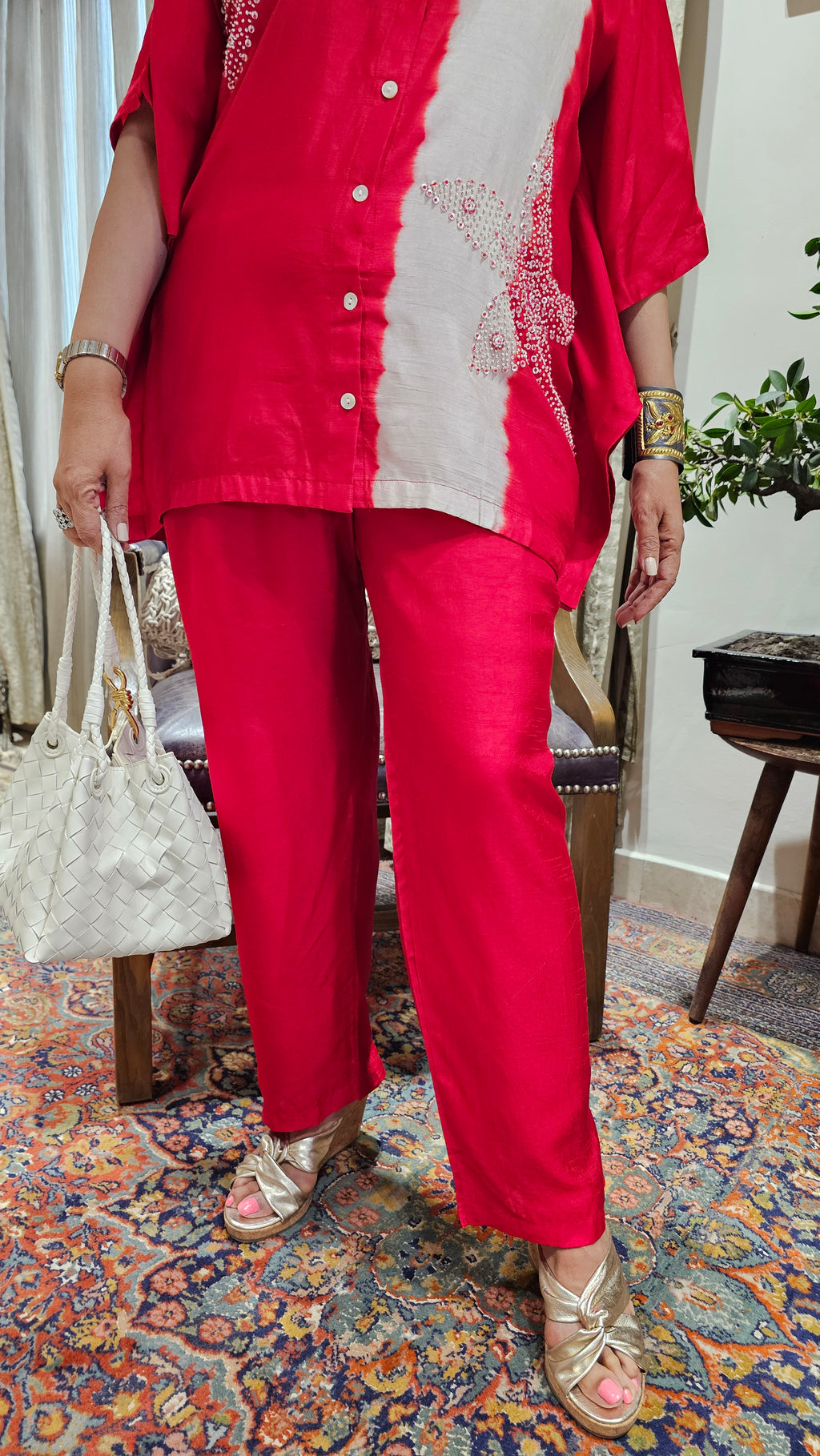 Beautiful Cotton Silk Blended Kaftan Style Co-ord Set