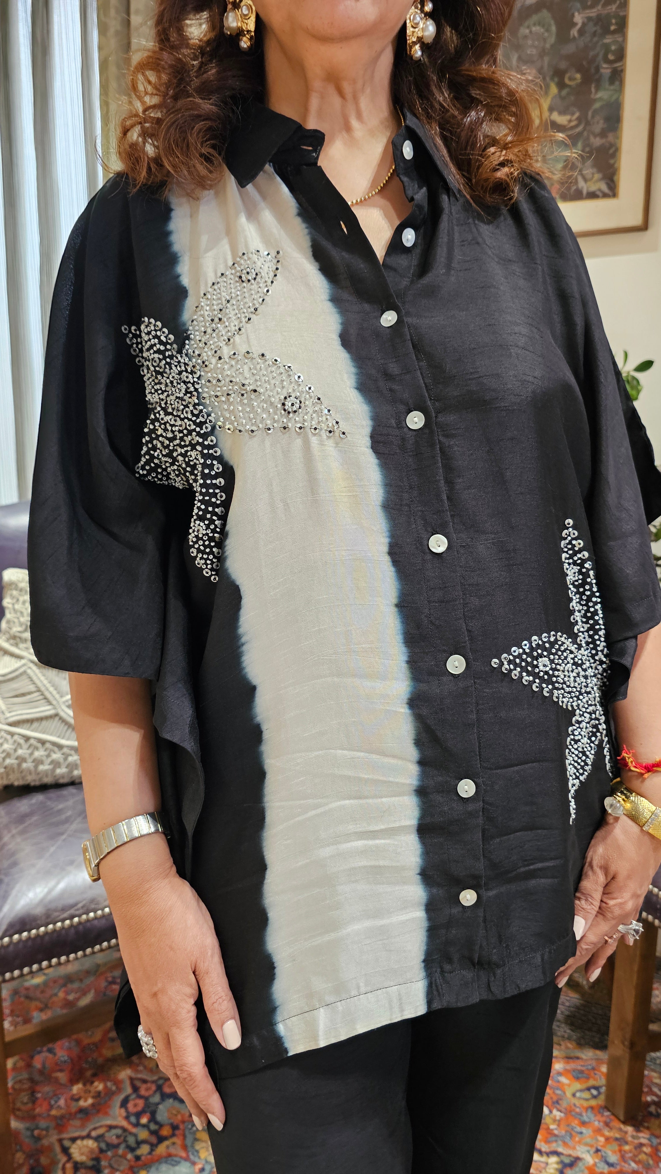 Beautiful Cotton Silk Blended Kaftan Style Co-ord Set