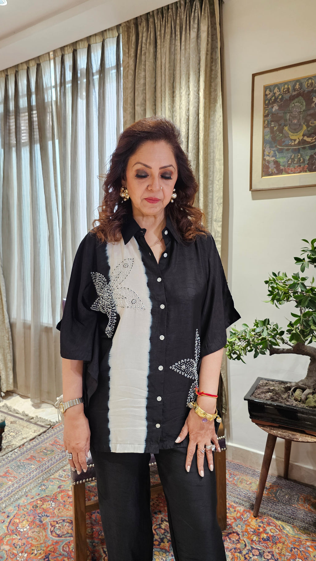 Beautiful Cotton Silk Blended Kaftan Style Co-ord Set