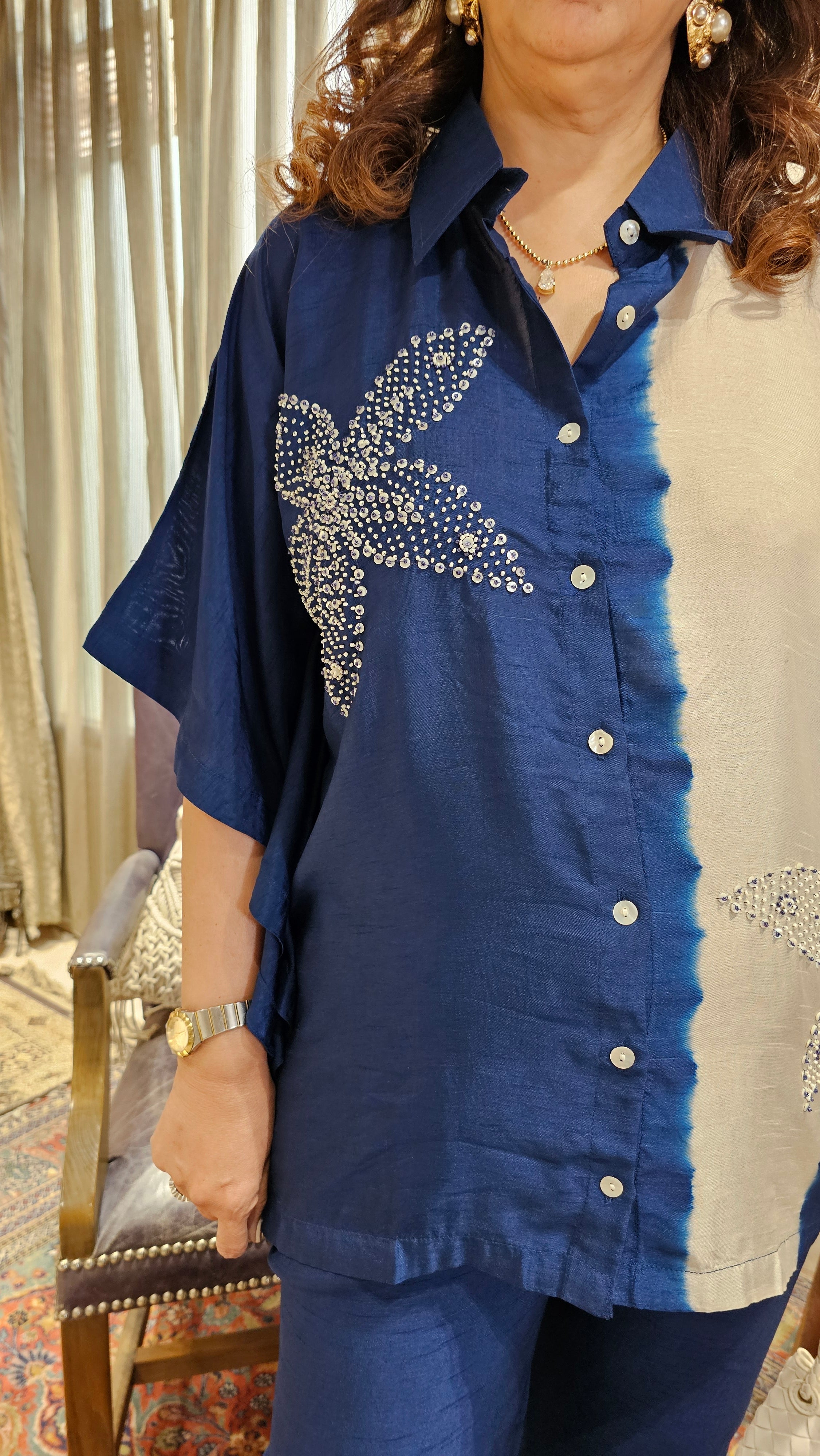 Beautiful Cotton Silk Blended Kaftan Style Co-ord Set