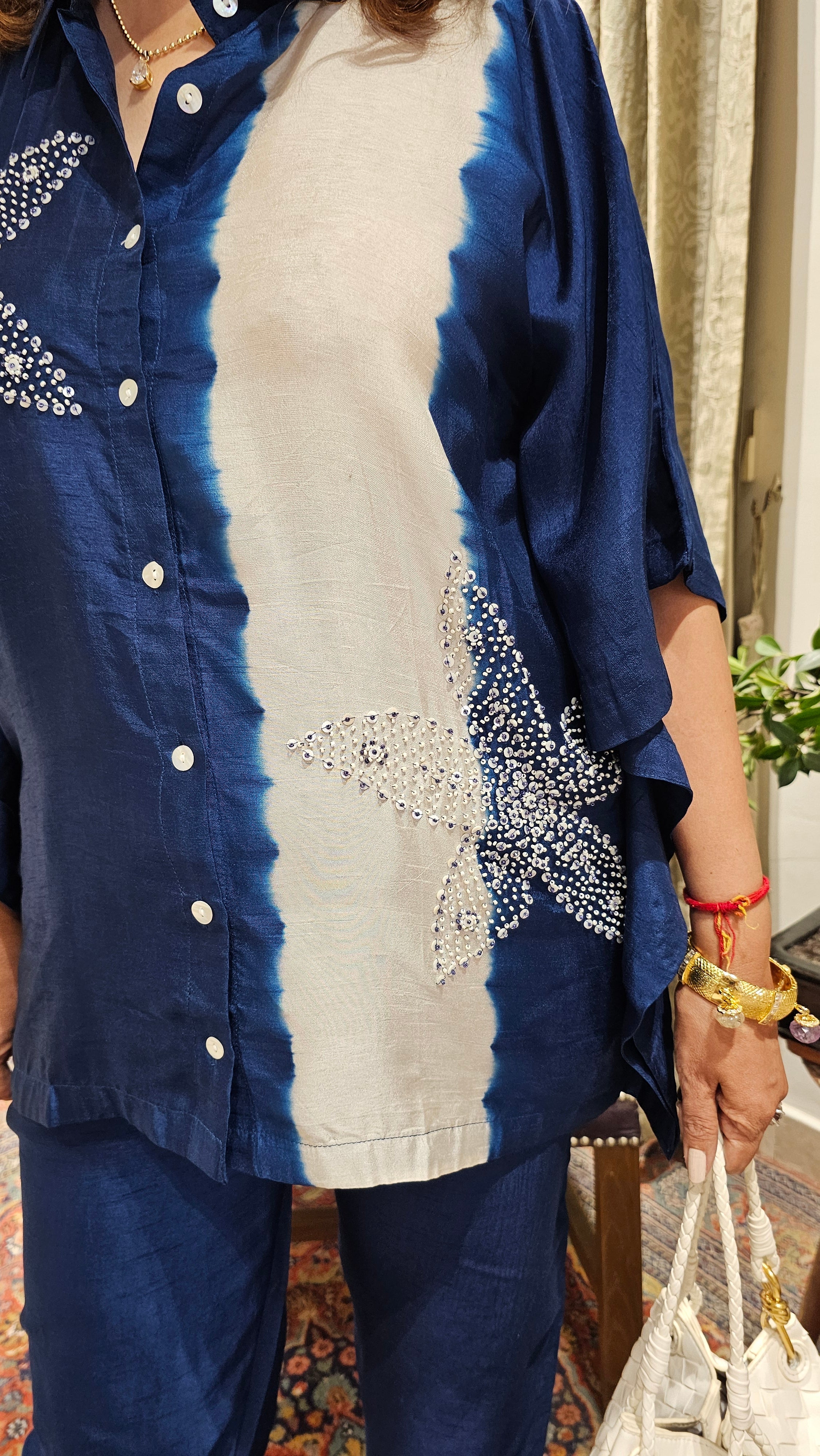 Beautiful Cotton Silk Blended Kaftan Style Co-ord Set