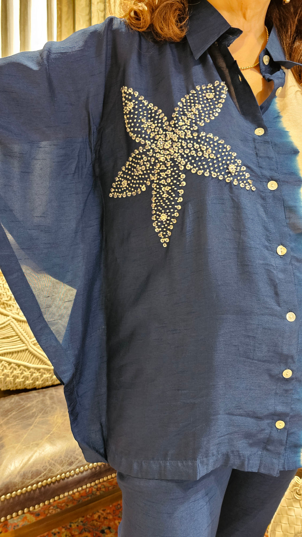 Beautiful Cotton Silk Blended Kaftan Style Co-ord Set