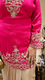 Adorable Crepe Chinon Formal Indo Western Dress With Cutdana and Moti Handwork