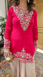 Adorable Crepe Chinon Formal Indo Western Dress With Cutdana and Moti Handwork