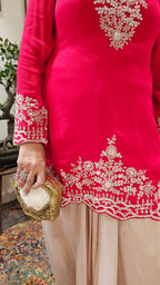 Adorable Crepe Chinon Formal Indo Western Dress With Cutdana and Moti Handwork