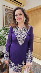 Adorable Crepe Chinon Formal Indo Western Dress With Cutdana and Moti Handwork