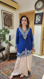 Adorable Crepe Chinon Formal Indo Western Dress With Cutdana and Moti Handwork