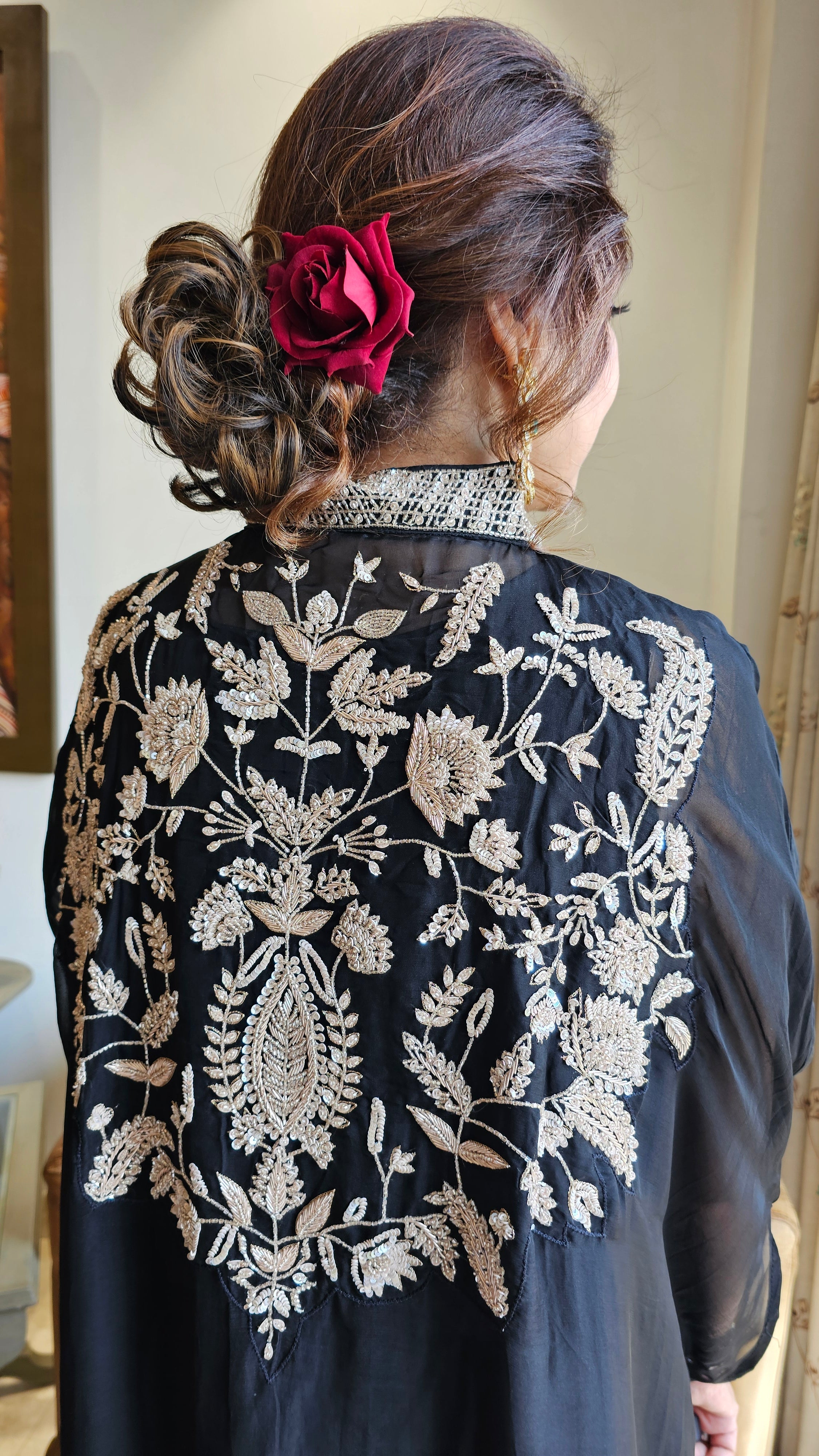 Beautiful Organza & Cotton silk Fusion Outfit with Cudana & Zardozi Handwork