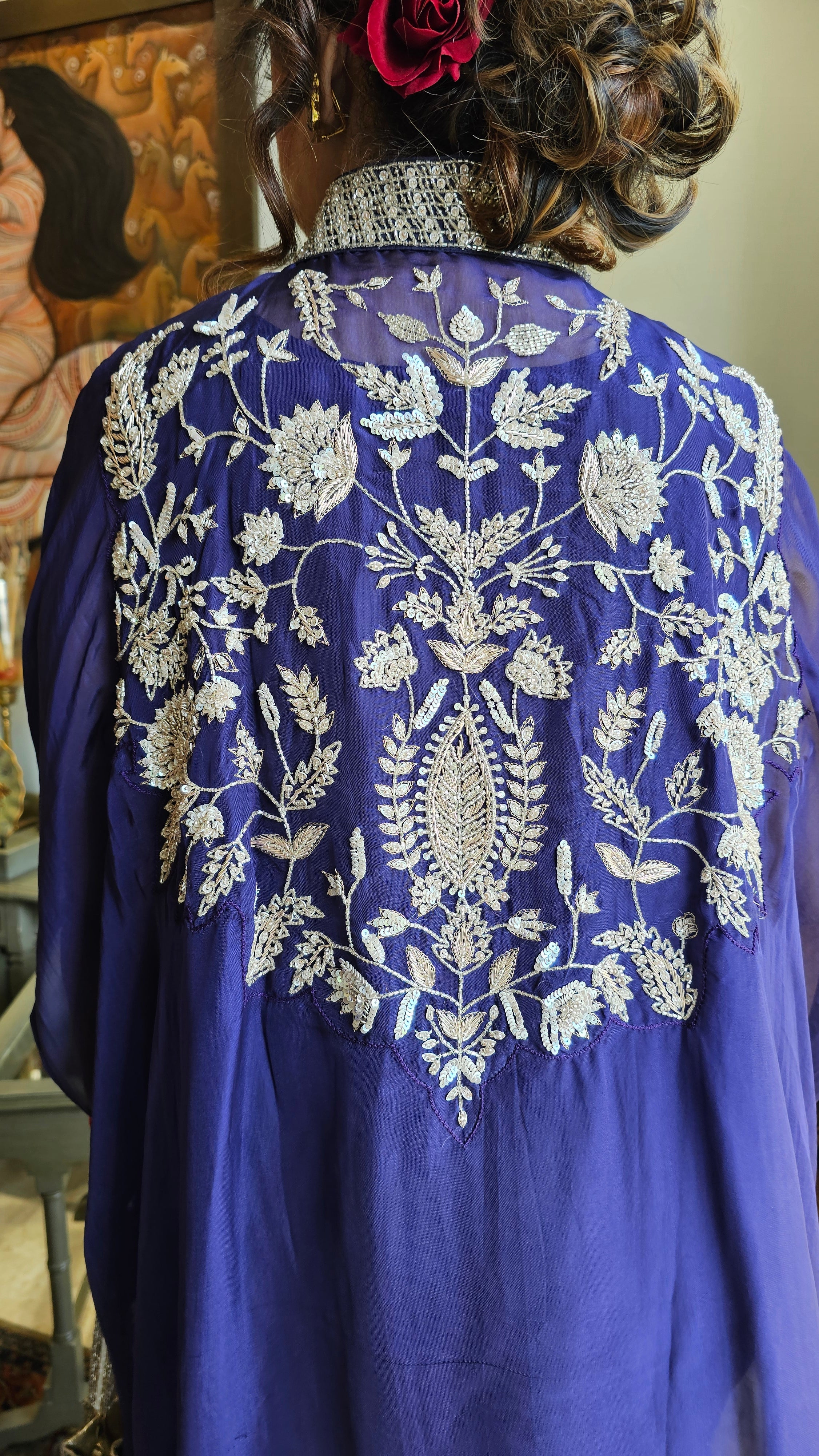 Beautiful Organza & Cotton silk Fusion Outfit with Cudana & Zardozi Handwork