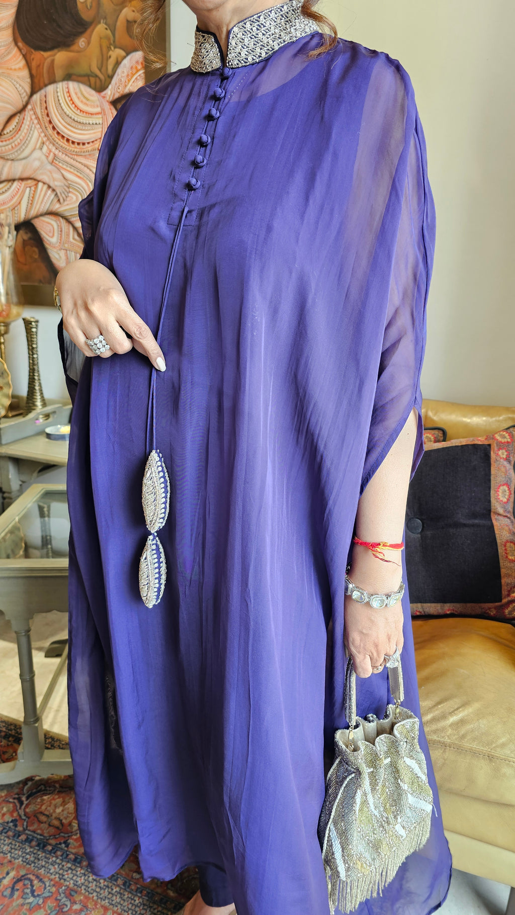 Beautiful Organza & Cotton silk Fusion Outfit with Cudana & Zardozi Handwork