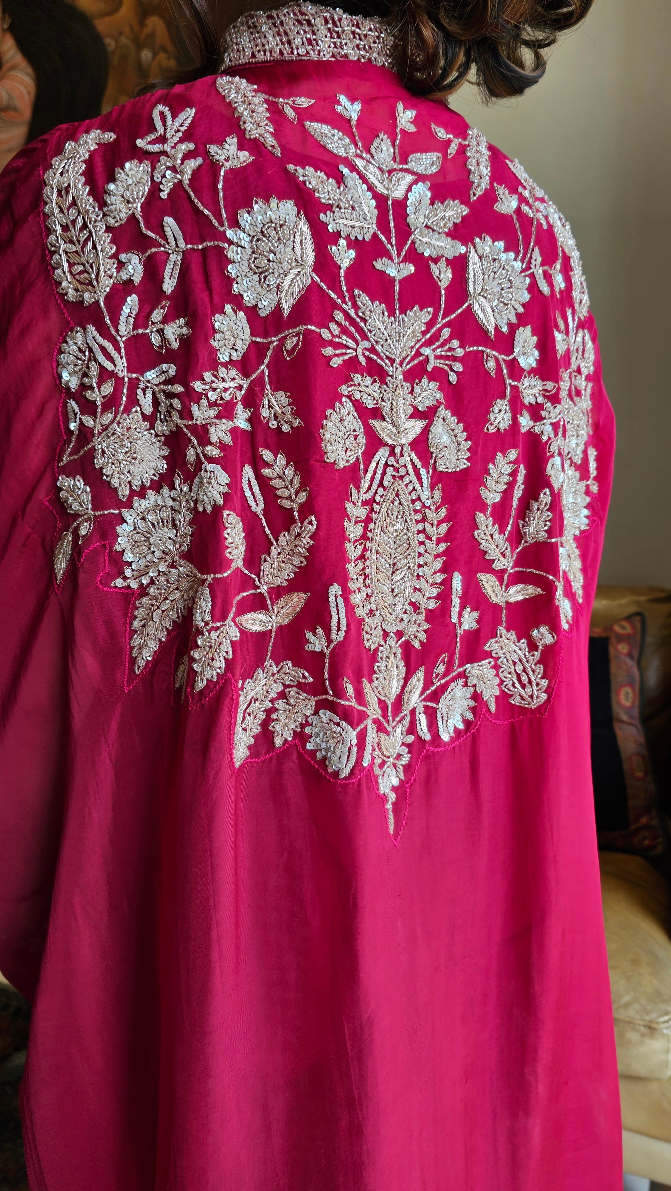 Beautiful Organza & Cotton silk Fusion Outfit with Cudana & Zardozi Handwork