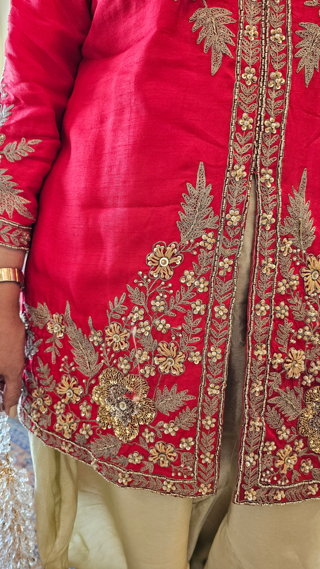 Beautiful Blended Silk Fusion Outfit with Gorgeous Handwork