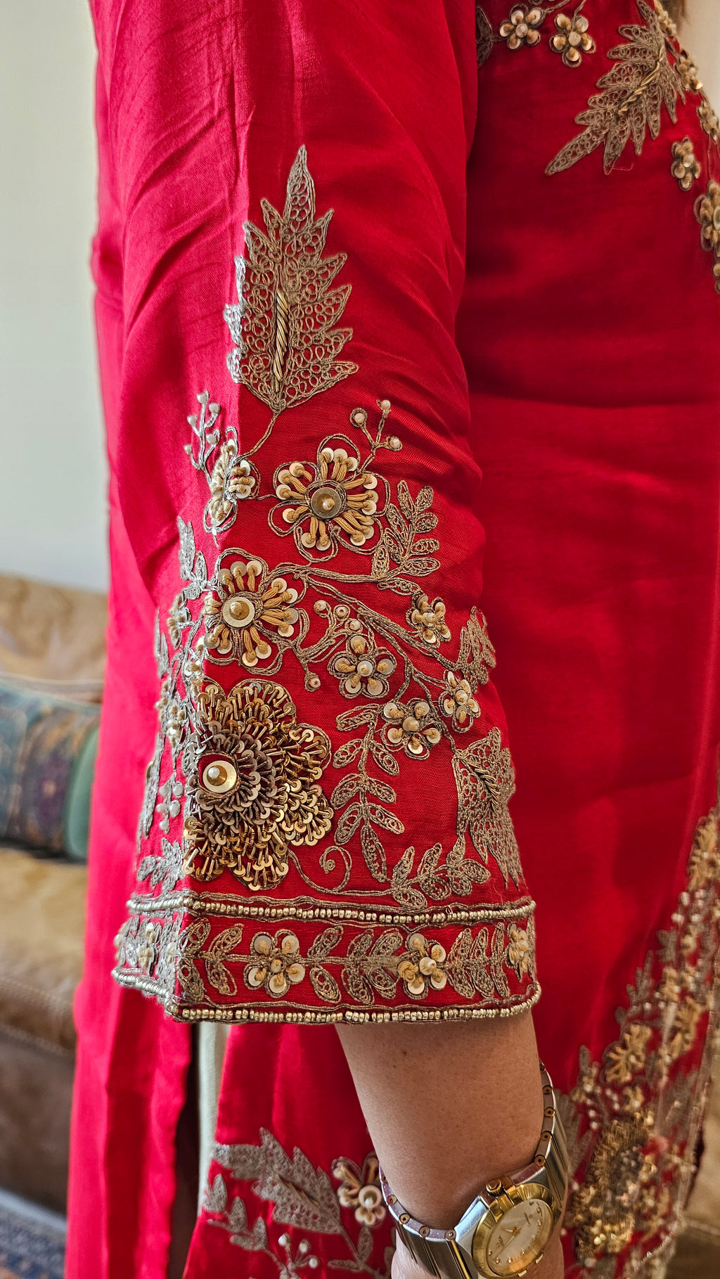 Beautiful Blended Silk Fusion Outfit with Gorgeous Handwork