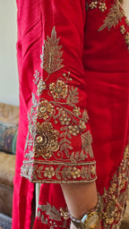 Beautiful Blended Silk Fusion Outfit with Gorgeous Handwork