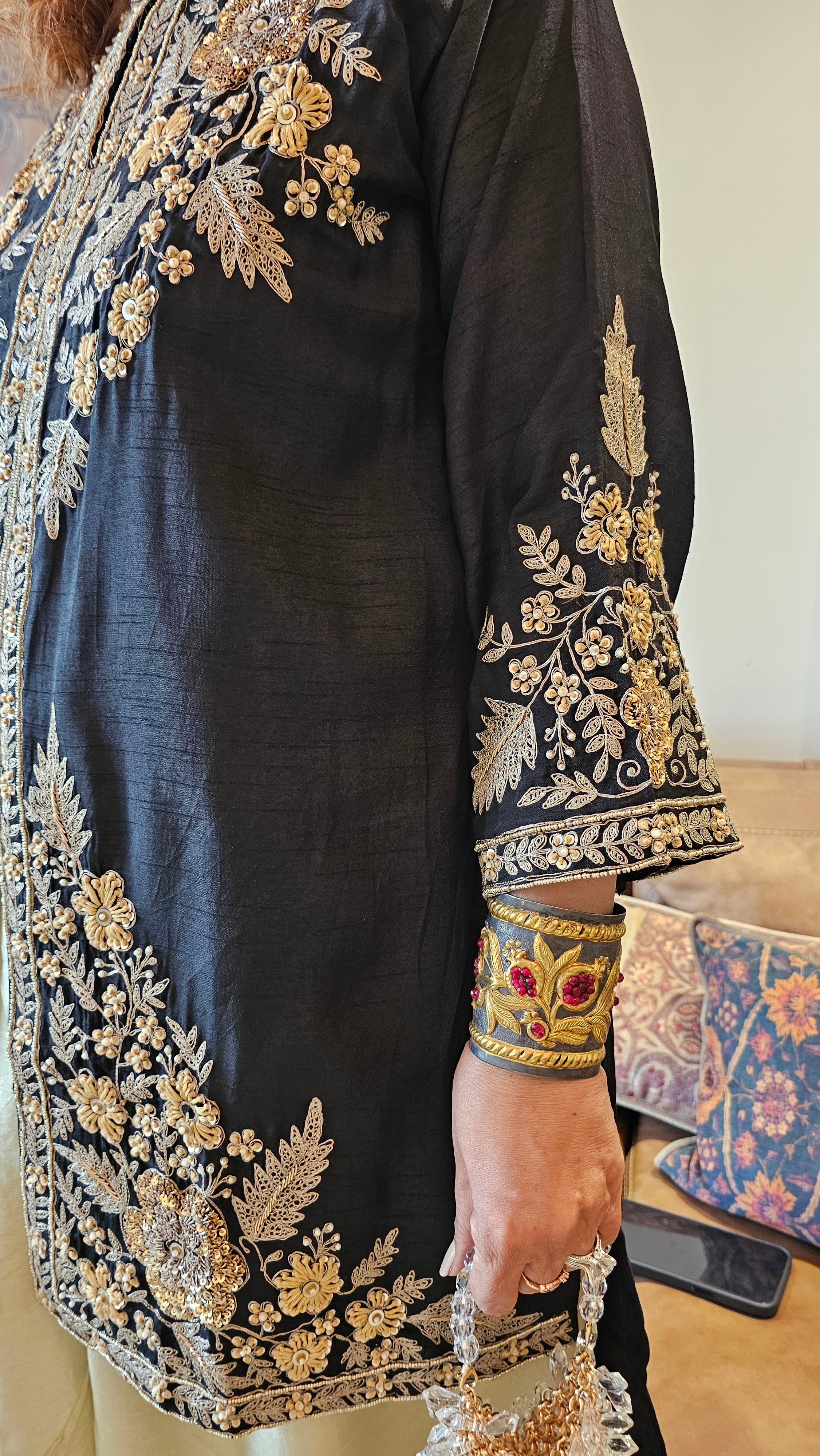 Beautiful Blended Silk Fusion Outfit with Gorgeous Handwork