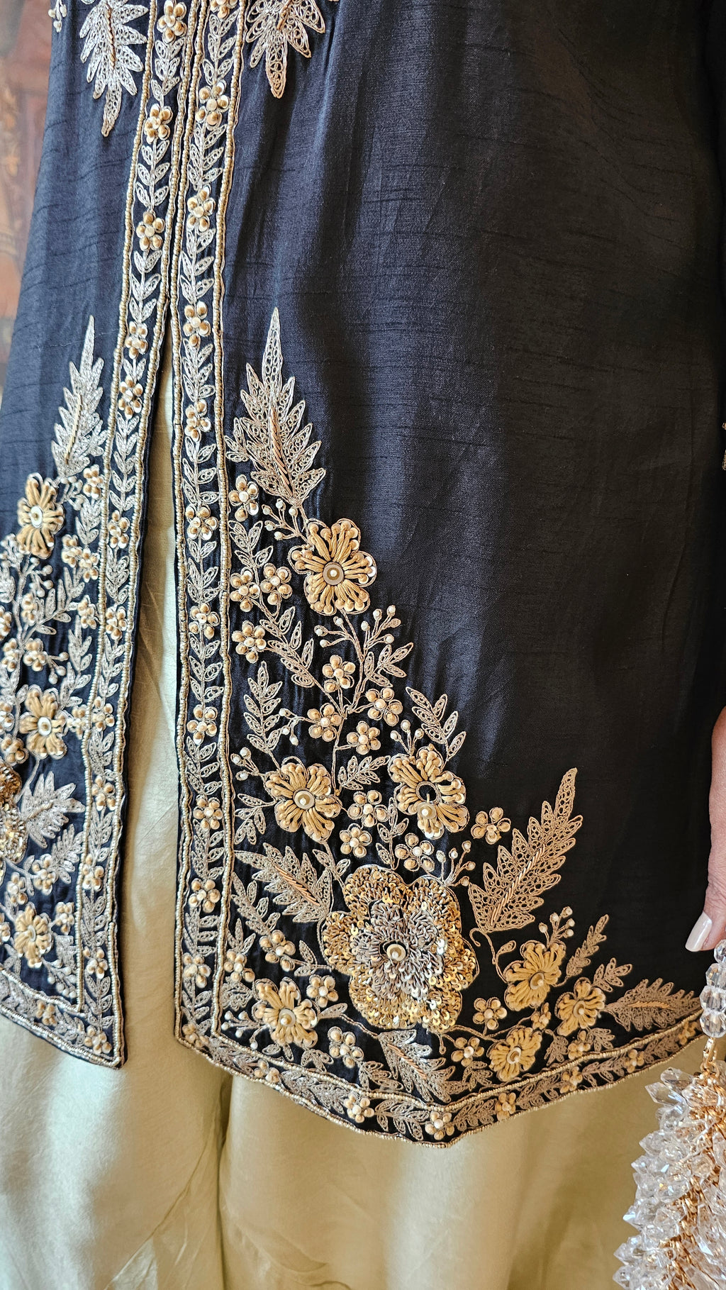 Beautiful Blended Silk Fusion Outfit with Gorgeous Handwork