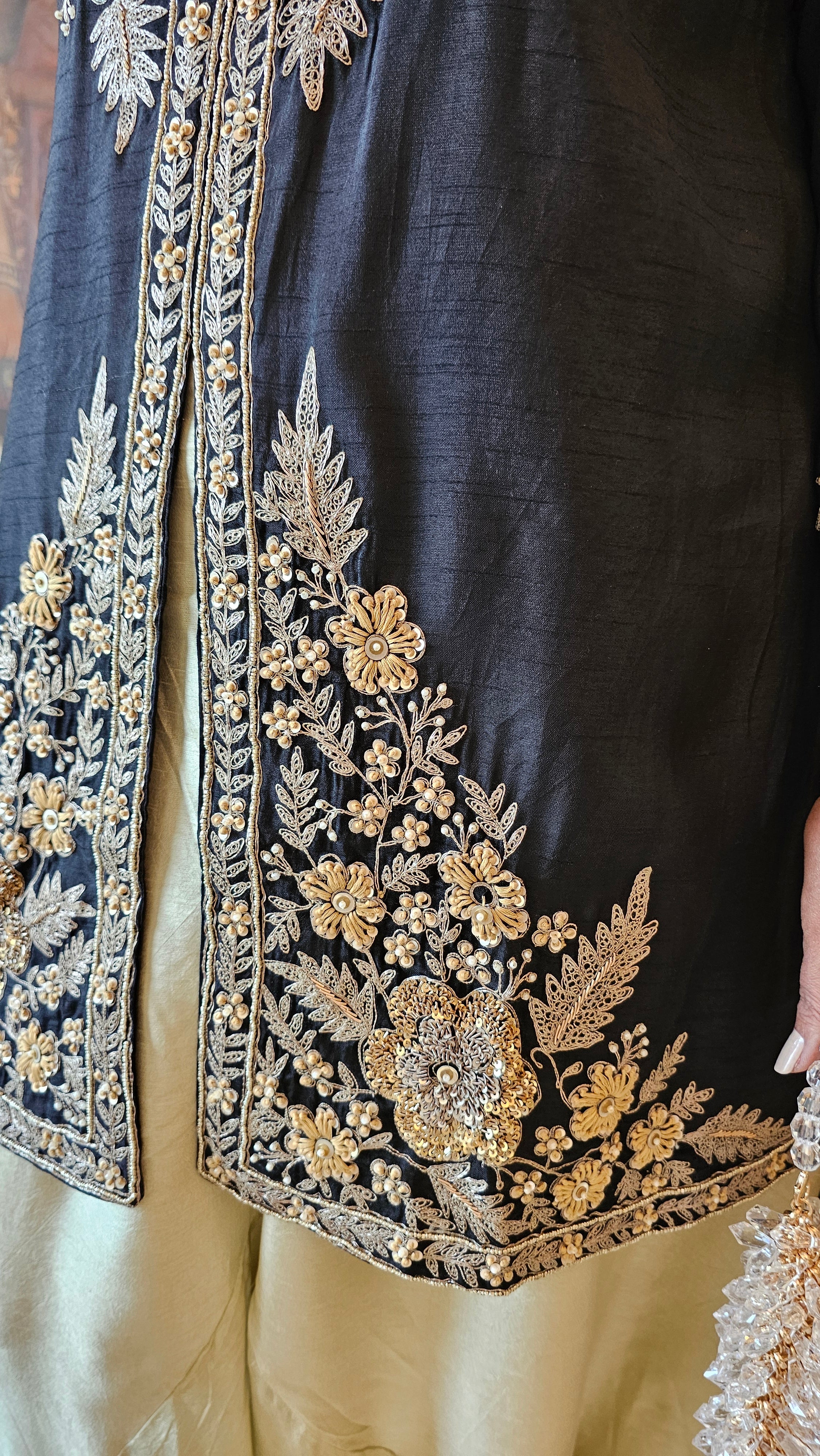 Beautiful Blended Silk Fusion Outfit with Gorgeous Handwork