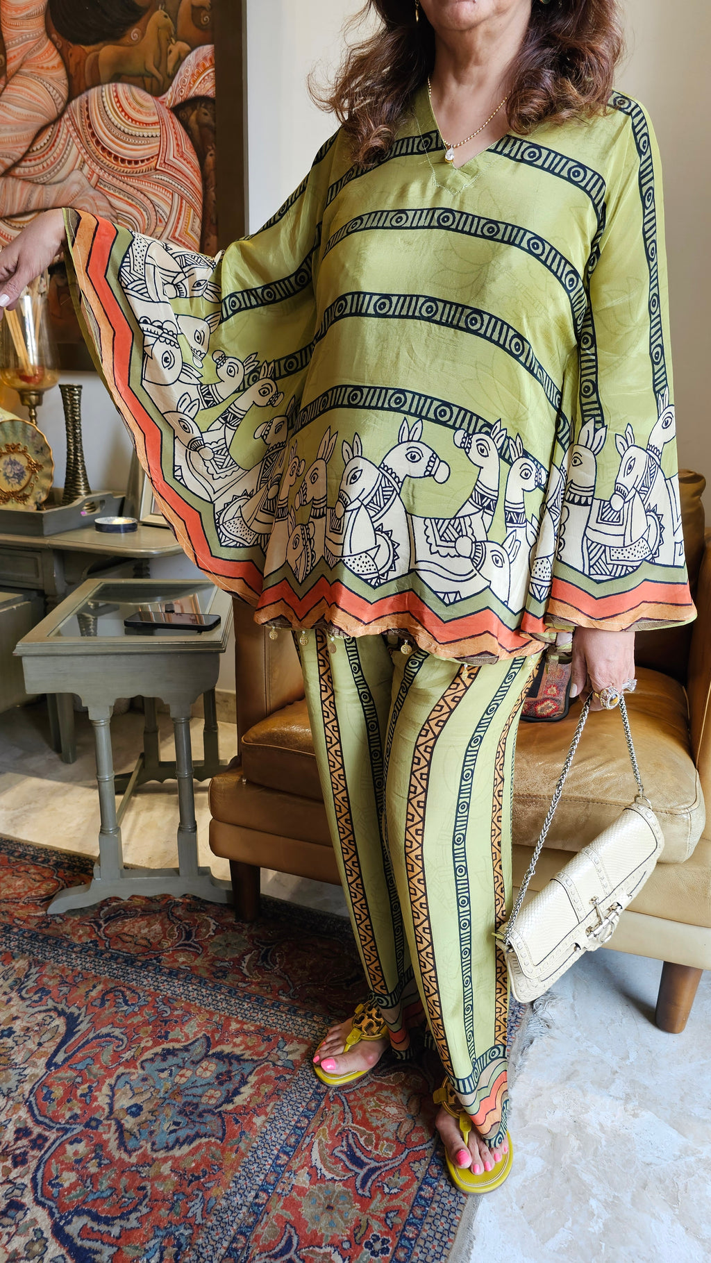 Stunning Bat Wing Style Crepe Silk Outfit With Digital Print