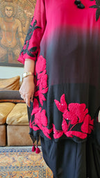 Beautiful Tie & Dye Chinon Crepe With Patch Work and Hand Embroidery