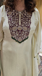 Beautiful Tissue Kaftan With Hand Embroidered Neck in Zardozi, Dabka & Moti Work