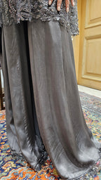 Beautiful Bead Work Top Teamed With Satin Flared Pants & Satin Inner