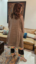 A 3 Piece Outfit in Velvet and Tissue Dressed With Jewelled Pieces and Embroidered Borders