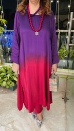 Gorgeous Semi Formal Satin Outfit With Ombre Dyed Comes With Necklace