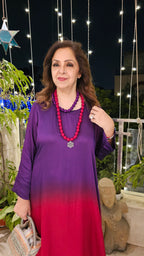 Gorgeous Semi Formal Satin Outfit With Ombre Dyed Comes With Necklace