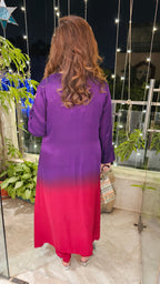 Gorgeous Semi Formal Satin Outfit With Ombre Dyed Comes With Necklace