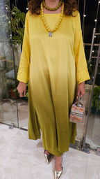 Gorgeous Semi Formal Satin Outfit With Ombre Dyed Comes With Necklace