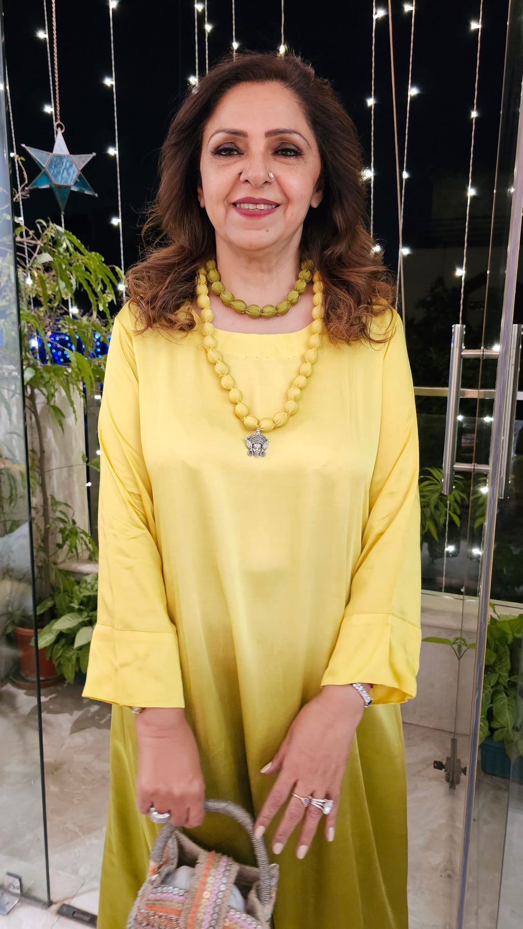 Gorgeous Semi Formal Satin Outfit With Ombre Dyed Comes With Necklace