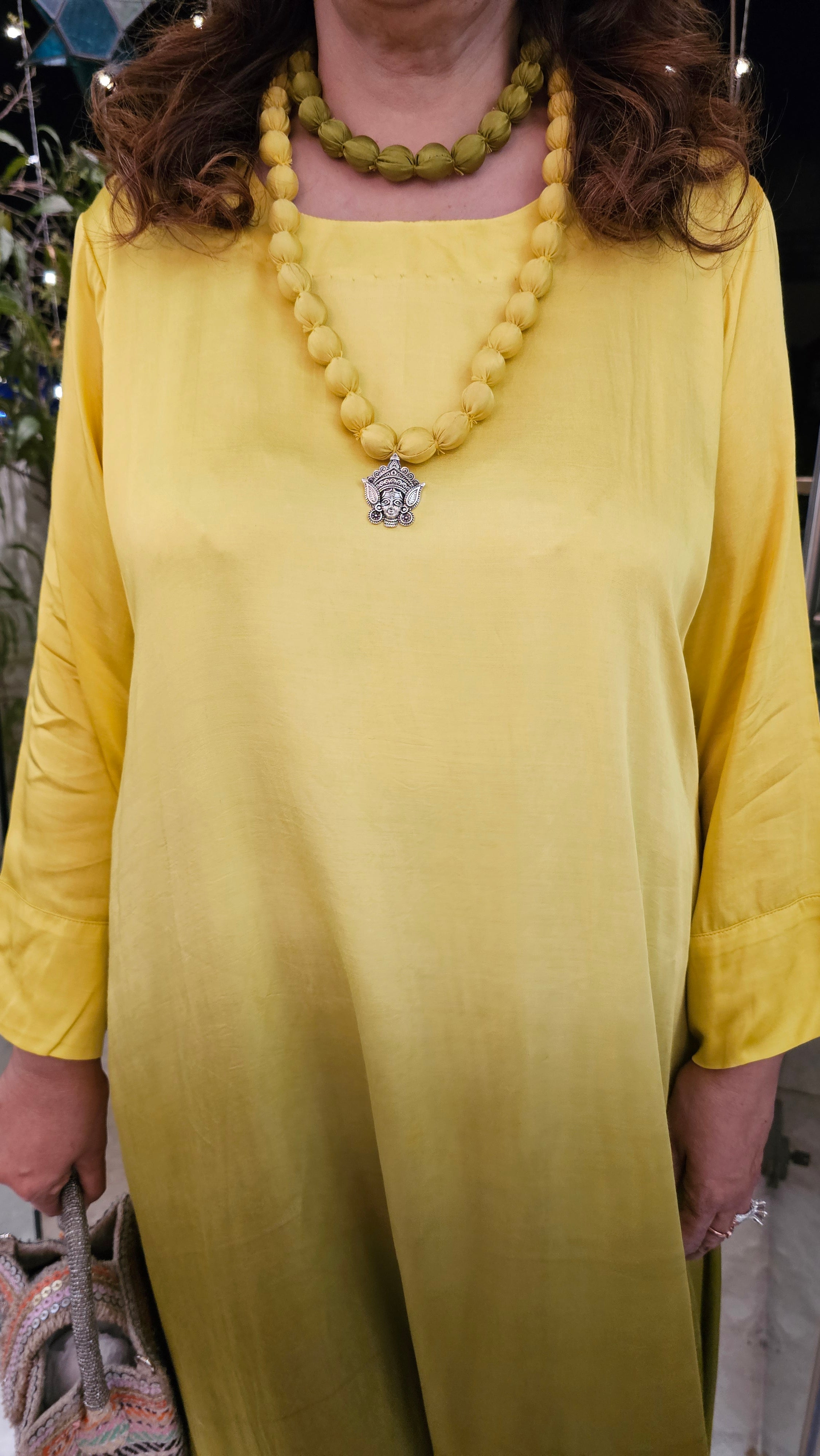 Gorgeous Semi Formal Satin Outfit With Ombre Dyed Comes With Necklace