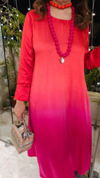 Gorgeous Semi Formal Satin Outfit With Ombre Dyed Comes With Necklace