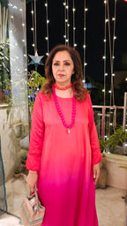 Gorgeous Semi Formal Satin Outfit With Ombre Dyed Comes With Necklace